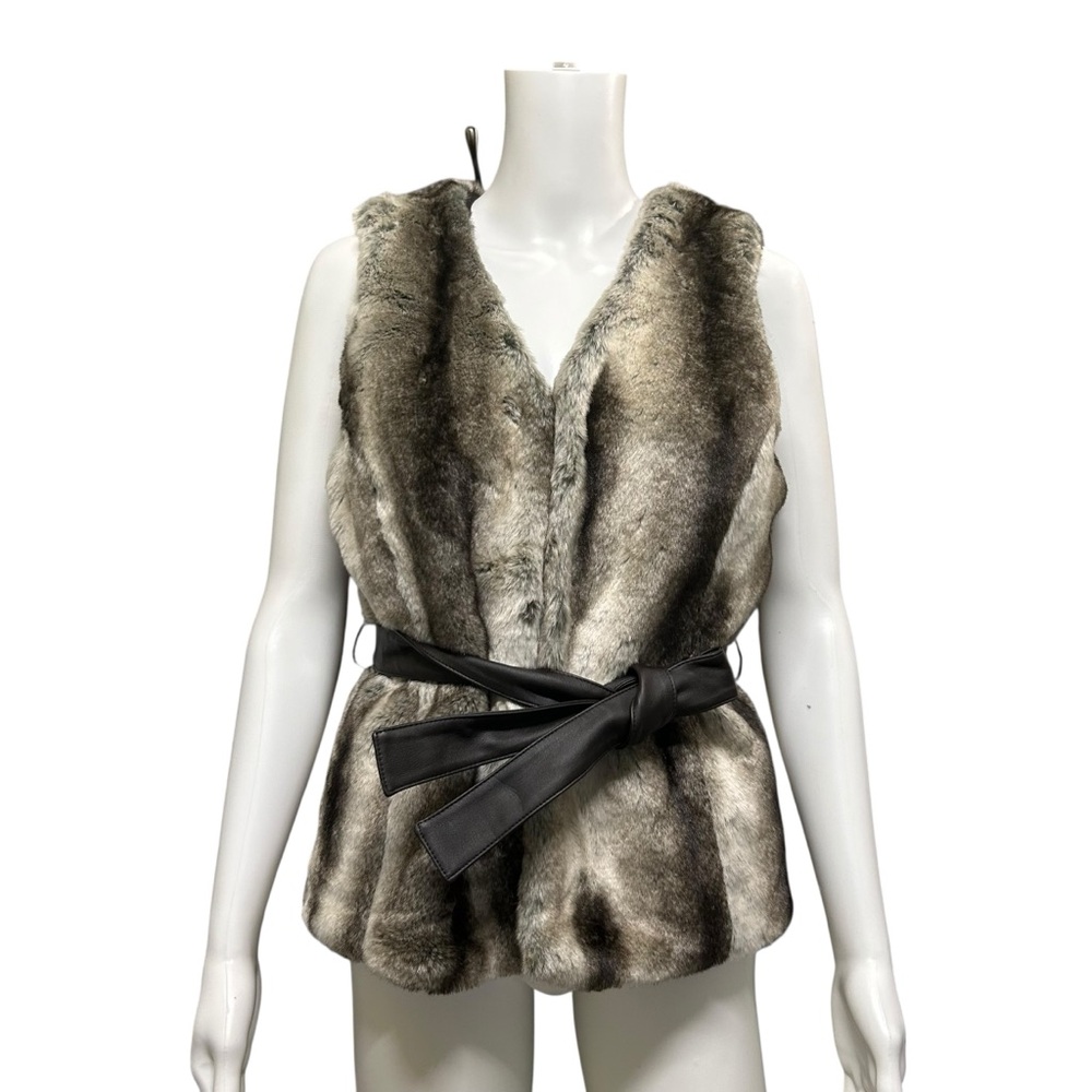 Denver Hayes Faux Fur Belted Vest Size S